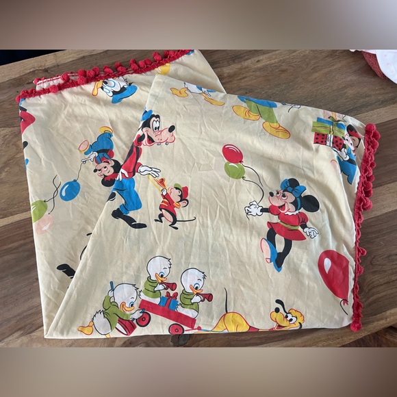 Vintage Mickey Mouse Wasmutta Poms Bedspread TwinDisney blanket sheet